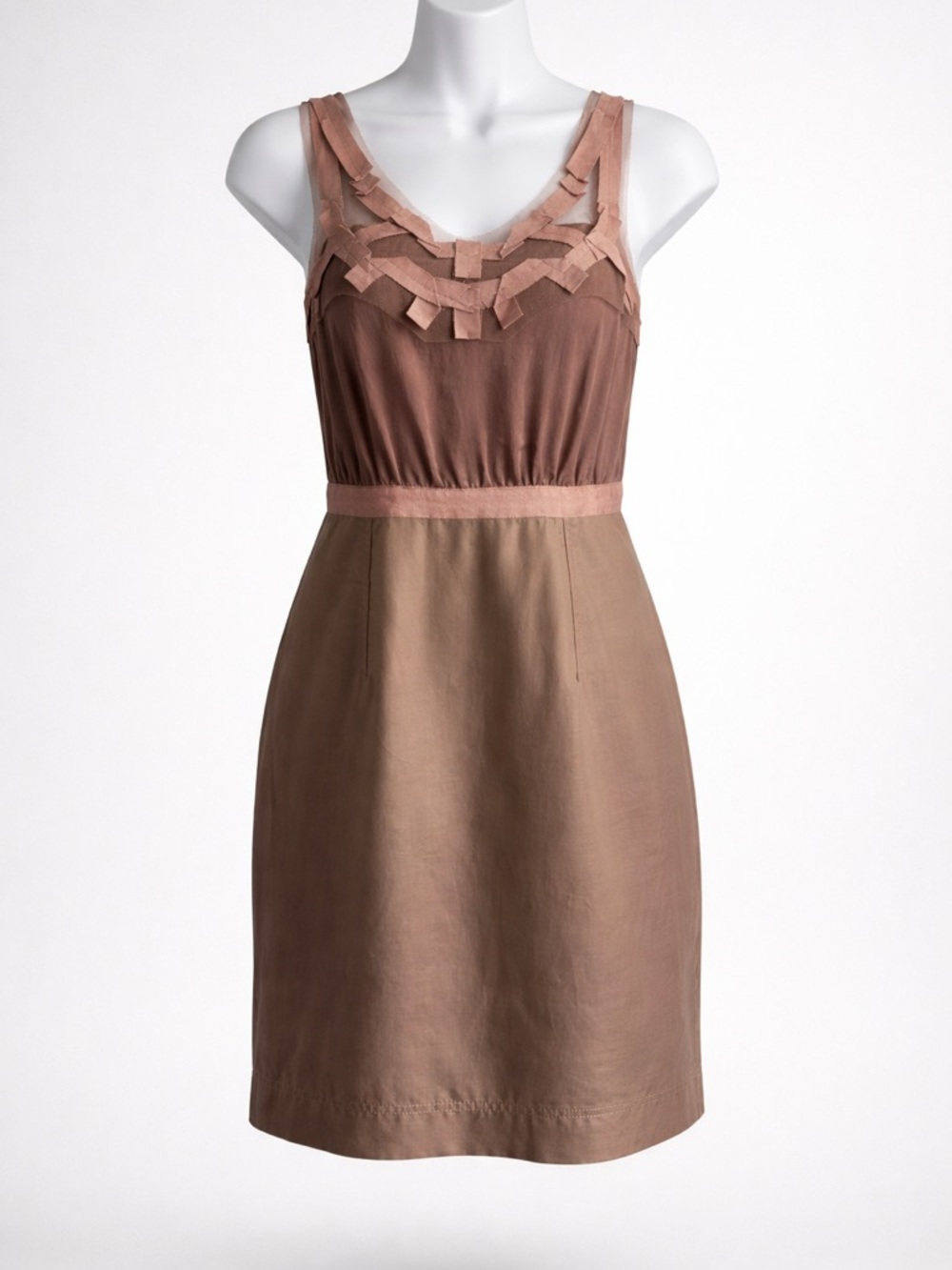 Vintage LOFT Ann Taylor Dress Sz 6 Ribbon Mesh Bodice Sheath